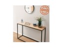 Table console style industriel RIVER en bois finition naturelle et métal noir