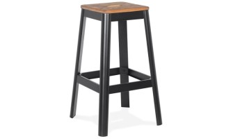 BS03430BL 5420072087849 Tabouret haut style industriel LIDYA avec structure en métal noir et assise en bois