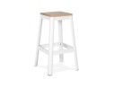 BS03440WH 5420072087863 Tabouret haut style industriel LIDYA avec structure en métal blanc et assise en bois