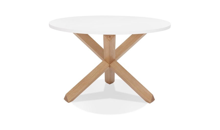 DT01560WH 5420072090047 Table ronde design MARVEL blanche et chêne massif - à̃ 120 cm
