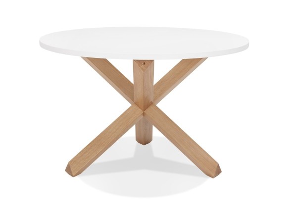 DT01560WH 5420072090047 Table ronde design MARVEL blanche et chêne massif - à̃ 120 cm