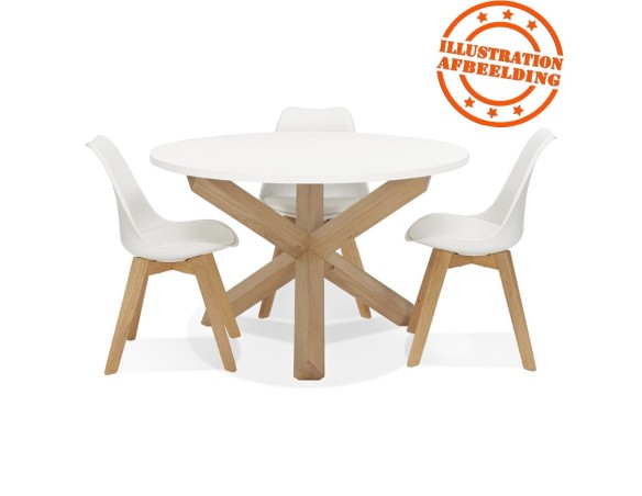 Table ronde design MARVEL blanche et chêne massif - à 120 cm