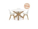 Table ronde design MARVEL blanche et chêne massif - à 120 cm