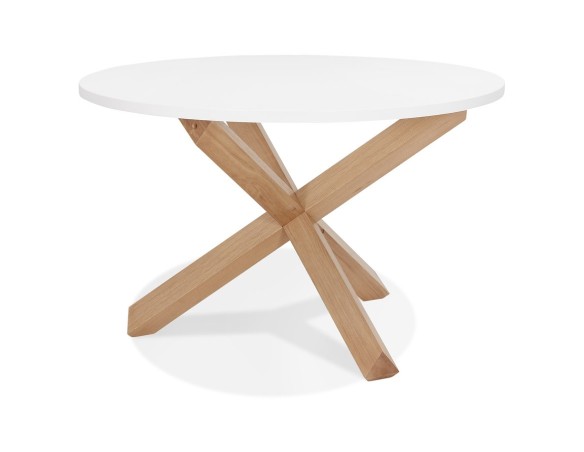 Table ronde design MARVEL blanche et chêne massif - à 120 cm