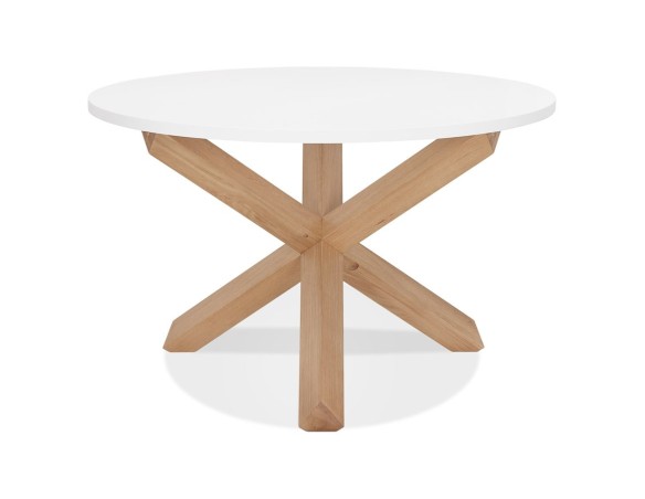Table ronde design MARVEL blanche et chêne massif - à 120 cm