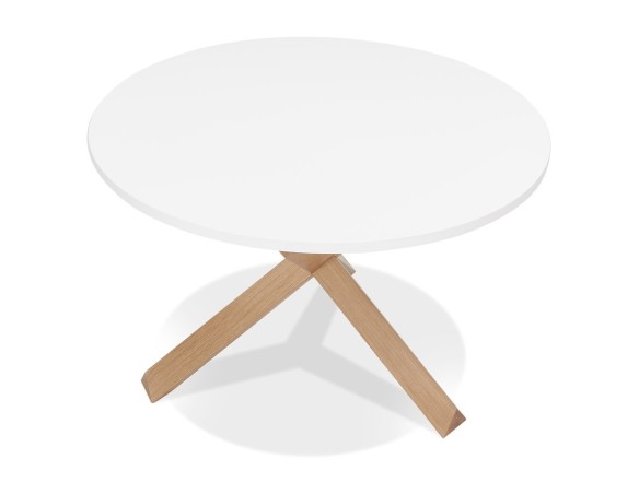 Table ronde design MARVEL blanche et chêne massif - à 120 cm
