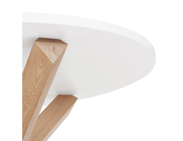 Table ronde design MARVEL blanche et chêne massif - à 120 cm