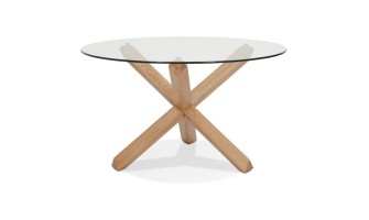 DT01570CL 5420072090108 Table ronde design MAGIK en verre et chêne massif