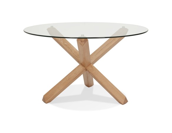 DT01570CL 5420072090108 Table ronde design MAGIK en verre et chêne massif