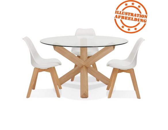 Table ronde design MAGIK en verre et chêne massif