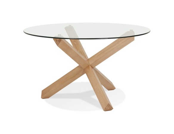 Table ronde design MAGIK en verre et chêne massif
