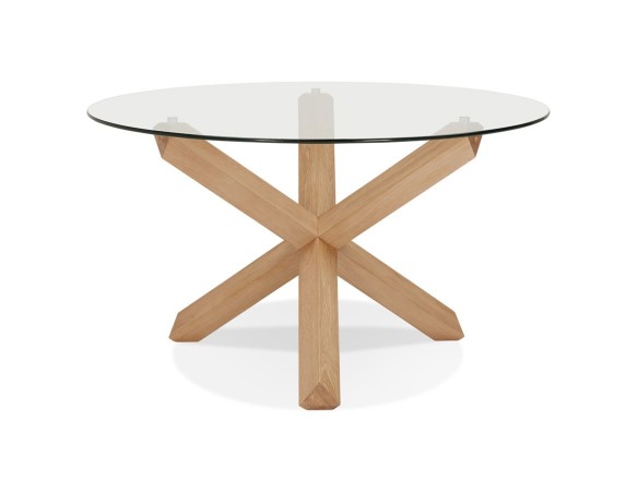 Table ronde design MAGIK en verre et chêne massif