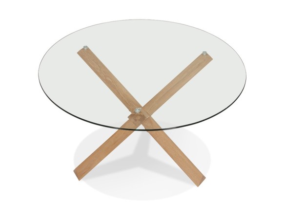 Table ronde design MAGIK en verre et chêne massif