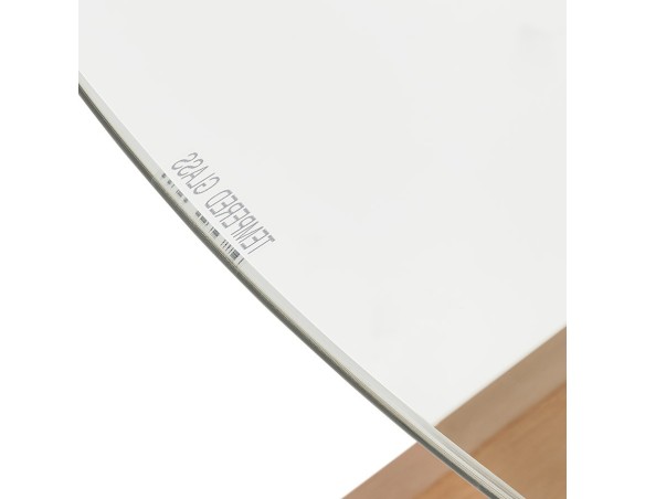 Table ronde design MAGIK en verre et chêne massif