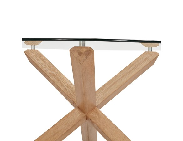 Table ronde design MAGIK en verre et chêne massif