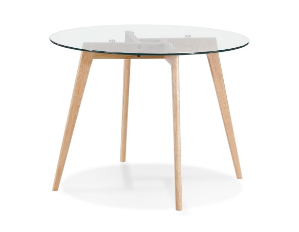 DT01940CL 5420072094809 Petite table à diner ronde ANGELA en verre transparent - à̃ 100 cm
