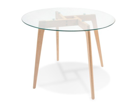 Petite table à diner ronde ANGELA en verre transparent - à 100 cm