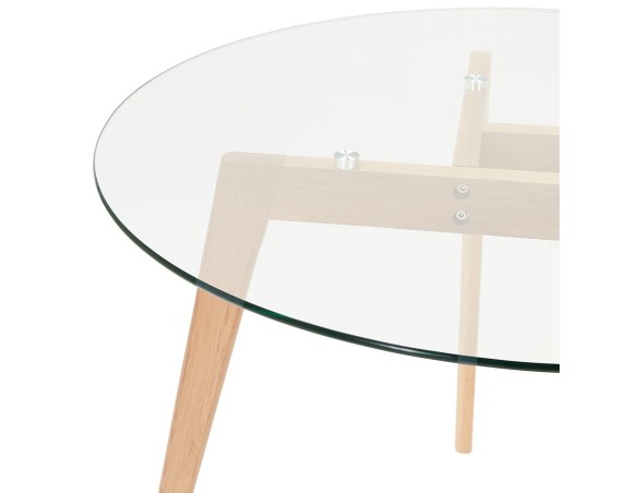 Petite table à diner ronde ANGELA en verre transparent - à 100 cm