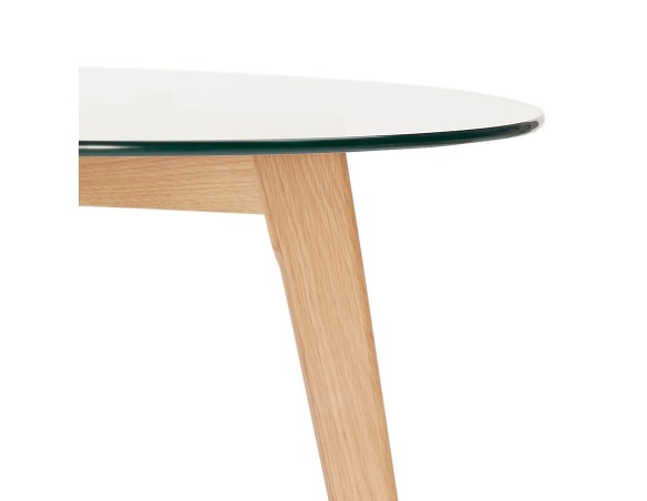 Petite table à diner ronde ANGELA en verre transparent - à 100 cm