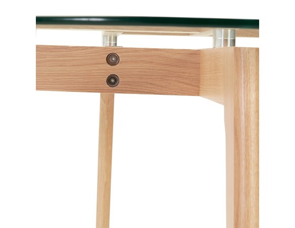 Petite table à diner ronde ANGELA en verre transparent - à 100 cm