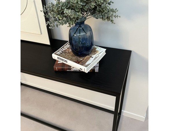 Table console style industriel RIVER en bois et métal noir