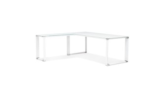 OT01340WHWH 5404028314043 Grand bureau de direction en angle XLINE en verre blanc (angle au choix) - 200 cm
