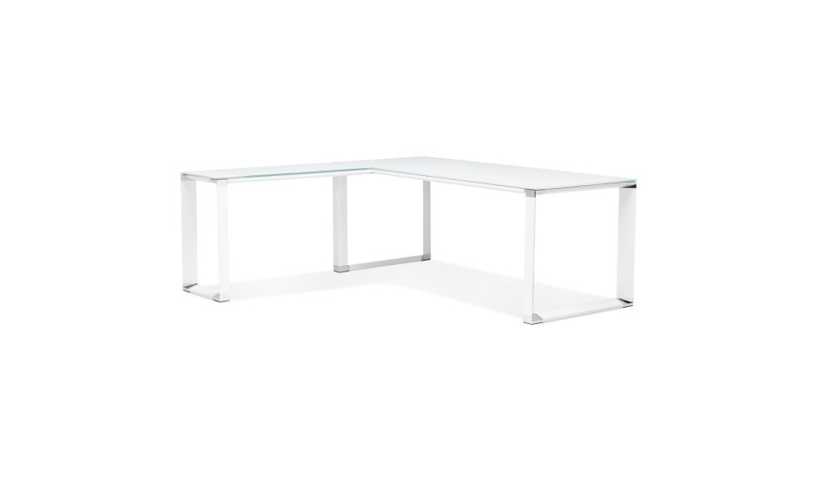 OT01340WHWH 5404028314043 Grand bureau de direction en angle XLINE en verre blanc (angle au choix) - 200 cm OT01340WHWH 5404028314043 Grand bureau de direction en angle XLINE en verre blanc (angle au choix) - 200 cm