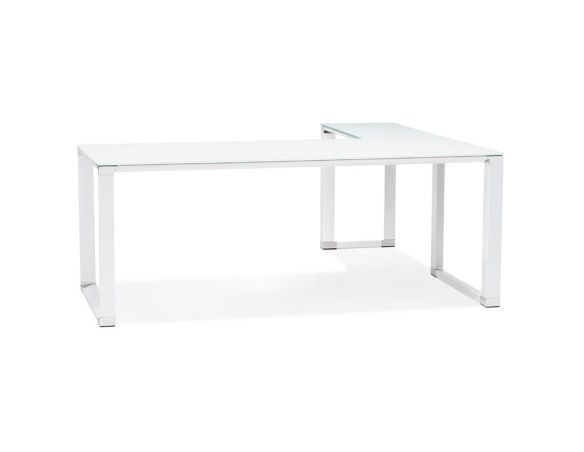 Grand bureau de direction en angle XLINE en verre blanc (angle au choix) - 200 cm