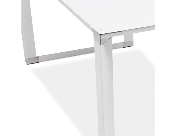 Grand bureau de direction en angle XLINE en verre blanc (angle au choix) - 200 cm