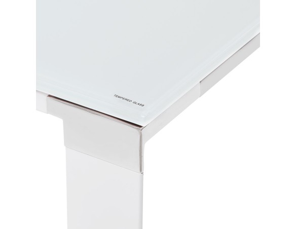 Grand bureau de direction en angle XLINE en verre blanc (angle au choix) - 200 cm
