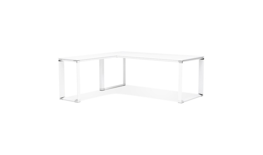 OT01350WHWH 5404028314067 Grand bureau de direction en angle XLINE en bois blanc (angle au choix) - 200 cm