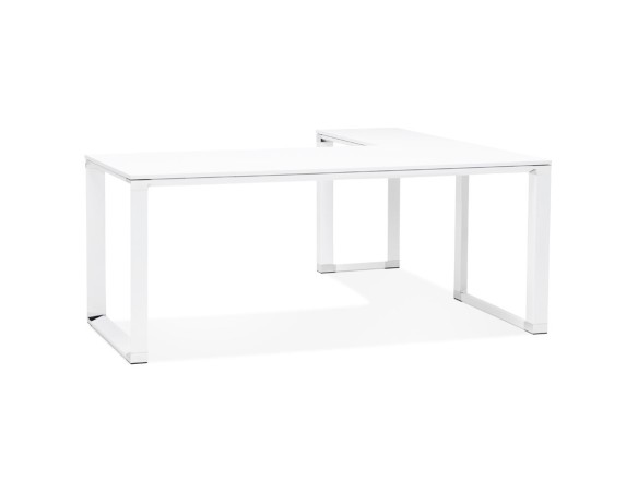 Grand bureau de direction en angle XLINE en bois blanc (angle au choix) - 200 cm