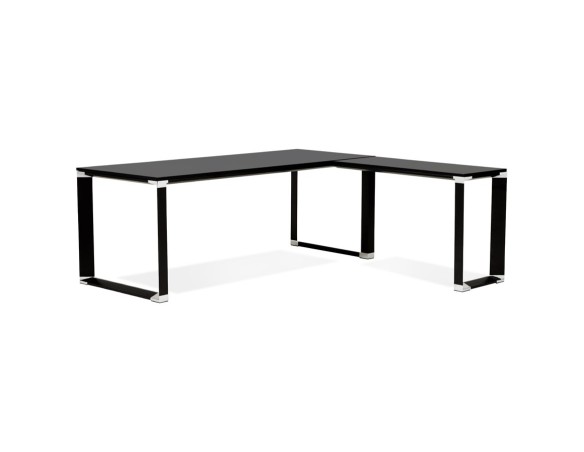 OT01880BLBL 5404028328385 Grand bureau de direction en angle XLINE en bois noir (angle au choix) - 200 cm