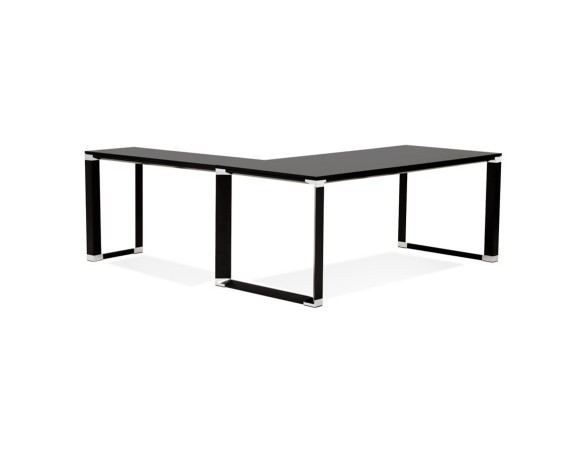 Grand bureau de direction en angle XLINE en bois noir (angle au choix) - 200 cm