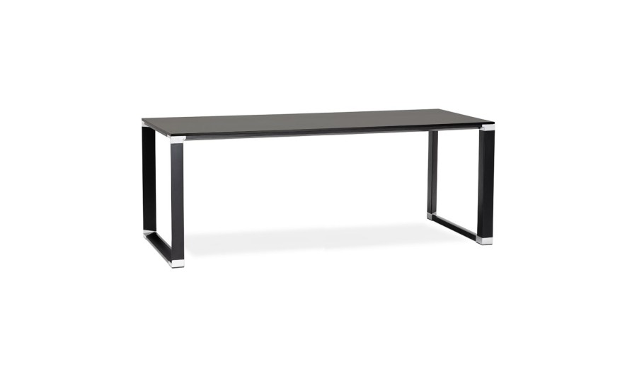 OT01890BLBL 5404028328408 Grand bureau de direction droit XLINE en bois noir - 200x100 cm