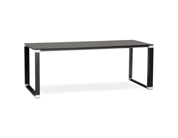 OT01890BLBL 5404028328408 Grand bureau de direction droit XLINE en bois noir - 200x100 cm