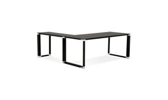 OT01930BLBL 5404028330401 Grand bureau de direction en angle XLINE en verre noir (angle au choix) - 200 cm