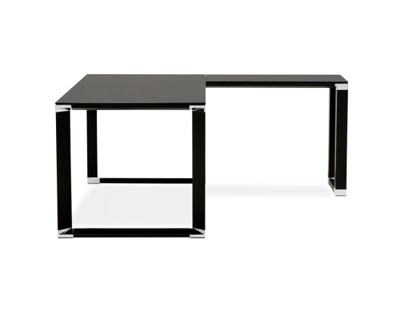 Grand bureau de direction en angle XLINE en verre noir (angle au choix) - 200 cm