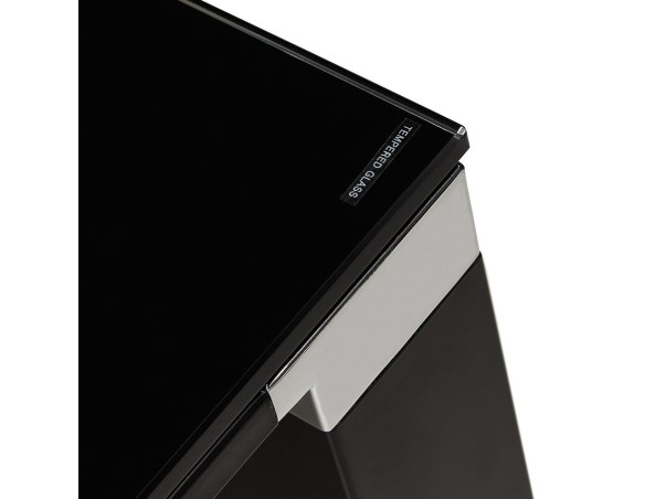Grand bureau de direction en angle XLINE en verre noir (angle au choix) - 200 cm