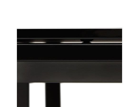 Grand bureau de direction en angle XLINE en verre noir (angle au choix) - 200 cm