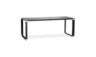 OT01940BLBL 5404028330425 Grand bureau de direction droit XLINE en verre noir - 200x100 cm