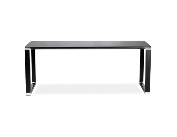 Grand bureau de direction droit XLINE en verre noir - 200x100 cm