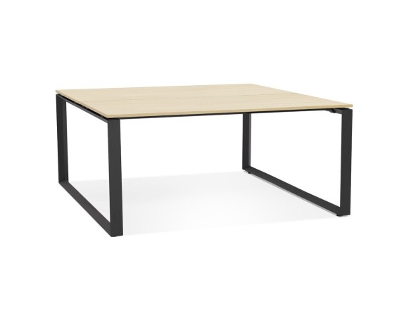 OT02200BLNA 5404028339831 Table de réunion / bureau bench BAKUS SQUARE en bois finition naturelle et métal noir - 140x140 cm
