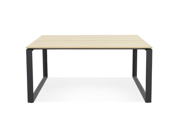 Table de réunion / bureau bench BAKUS SQUARE en bois finition naturelle et métal noir - 140x140 cm