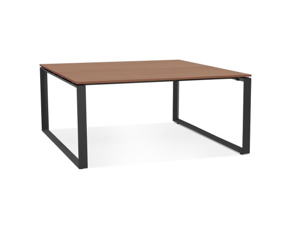 OT02210BLWA 5404028339855 Table de réunion / bureau bench BAKUS SQUARE en bois finition Noyer et métal noir - 140x140 cm
