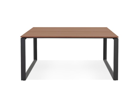Table de réunion / bureau bench BAKUS SQUARE en bois finition Noyer et métal noir - 140x140 cm