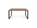Table de réunion / bureau bench BAKUS SQUARE en bois finition Noyer et métal noir - 140x140 cm