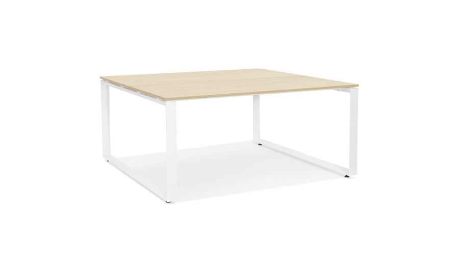OT02220WHNA 5404028339879 Table de réunion / bureau bench BAKUS SQUARE en bois finition naturelle et métal blanc - 140x140 cm