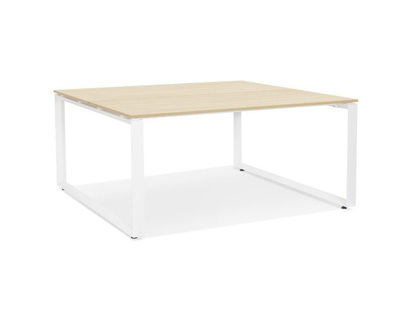OT02220WHNA 5404028339879 Table de réunion / bureau bench BAKUS SQUARE en bois finition naturelle et métal blanc - 140x140 cm