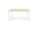 Table de réunion / bureau bench BAKUS SQUARE en bois finition naturelle et métal blanc - 140x140 cm